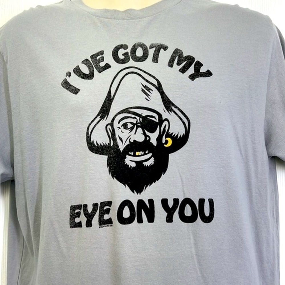 Now & Zen - I’ve Got My Eye On You Pirate Graphic Gray Short Sleeve T Shirt XL - Picture 3 of 9